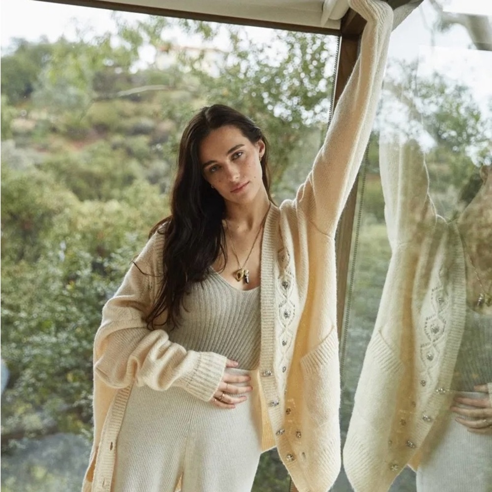 The Kooples Wool Cardigan with Open Work Detailing
